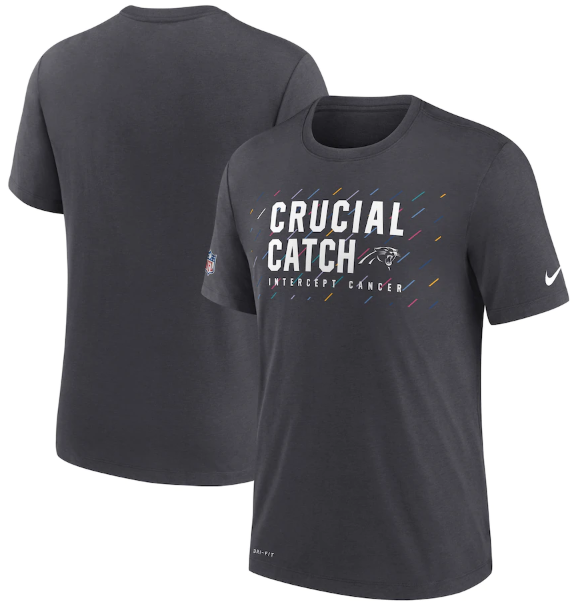 Men's Carolina Panthers Charcoal 2021 Crucial Catch Performance T-Shirt